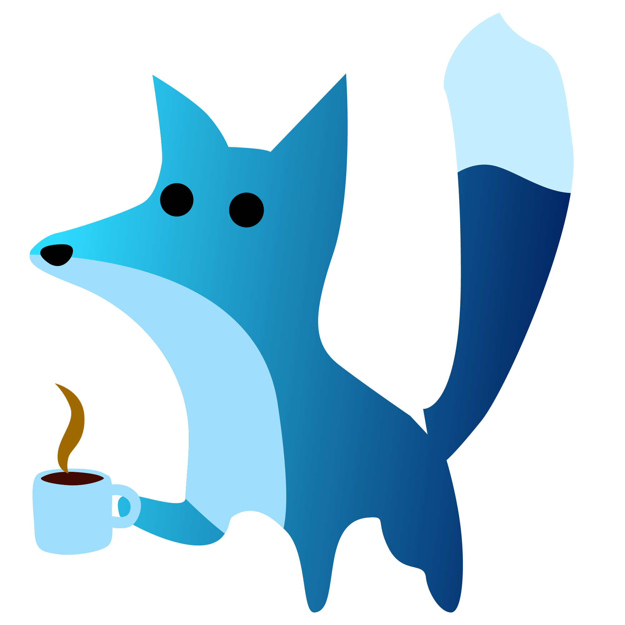 Watercolour of a fox drinking coffee
