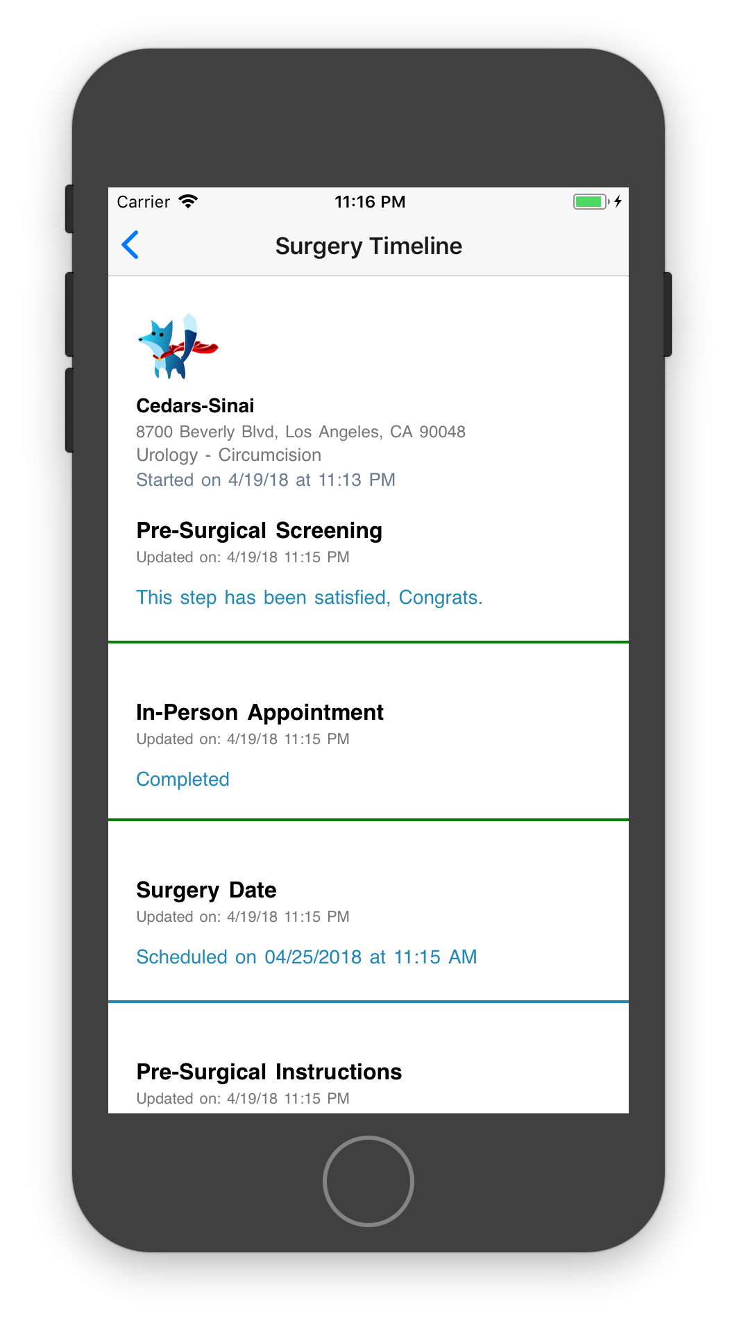 Surgery Timeline